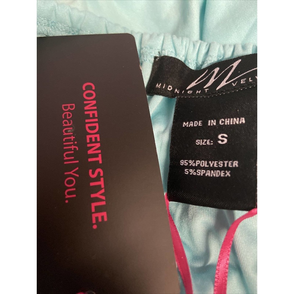 Midnight Velvet Tunic Pool Blue Bell Sleeve Peplum Office Casual Party Guest Top - Picture 9 of 11